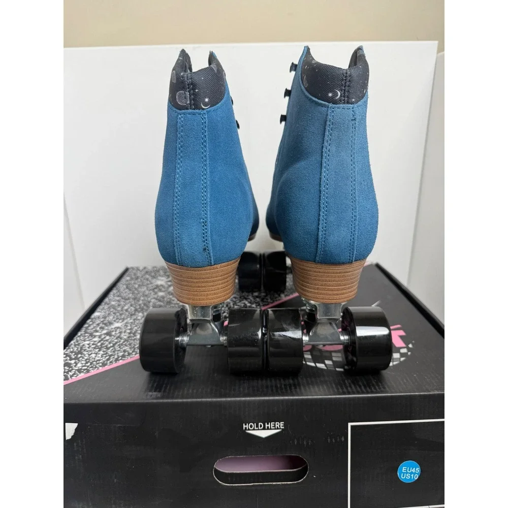 Moonlight Roller Moon Boot Sapphire Blue Suede Quad Roller Skates Men 10 WMS 11